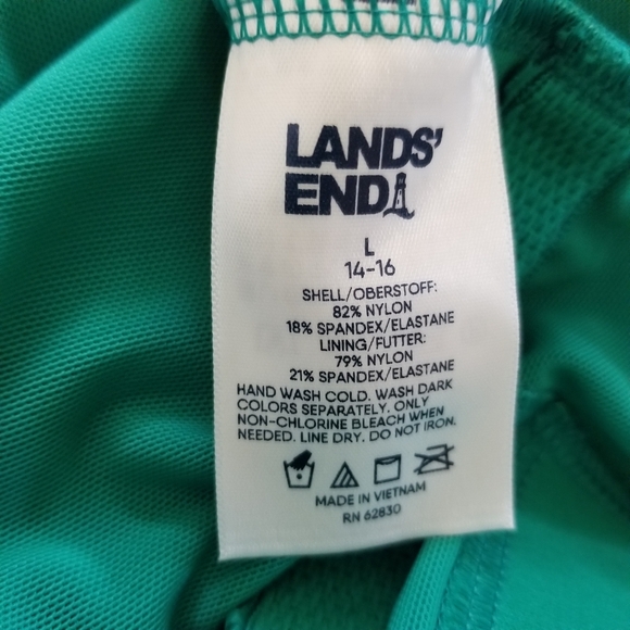 NWT Land's End Green UPF 50 Full Coverage One Shoulder One Piece Swimsuit Large - Picture 7 of 7